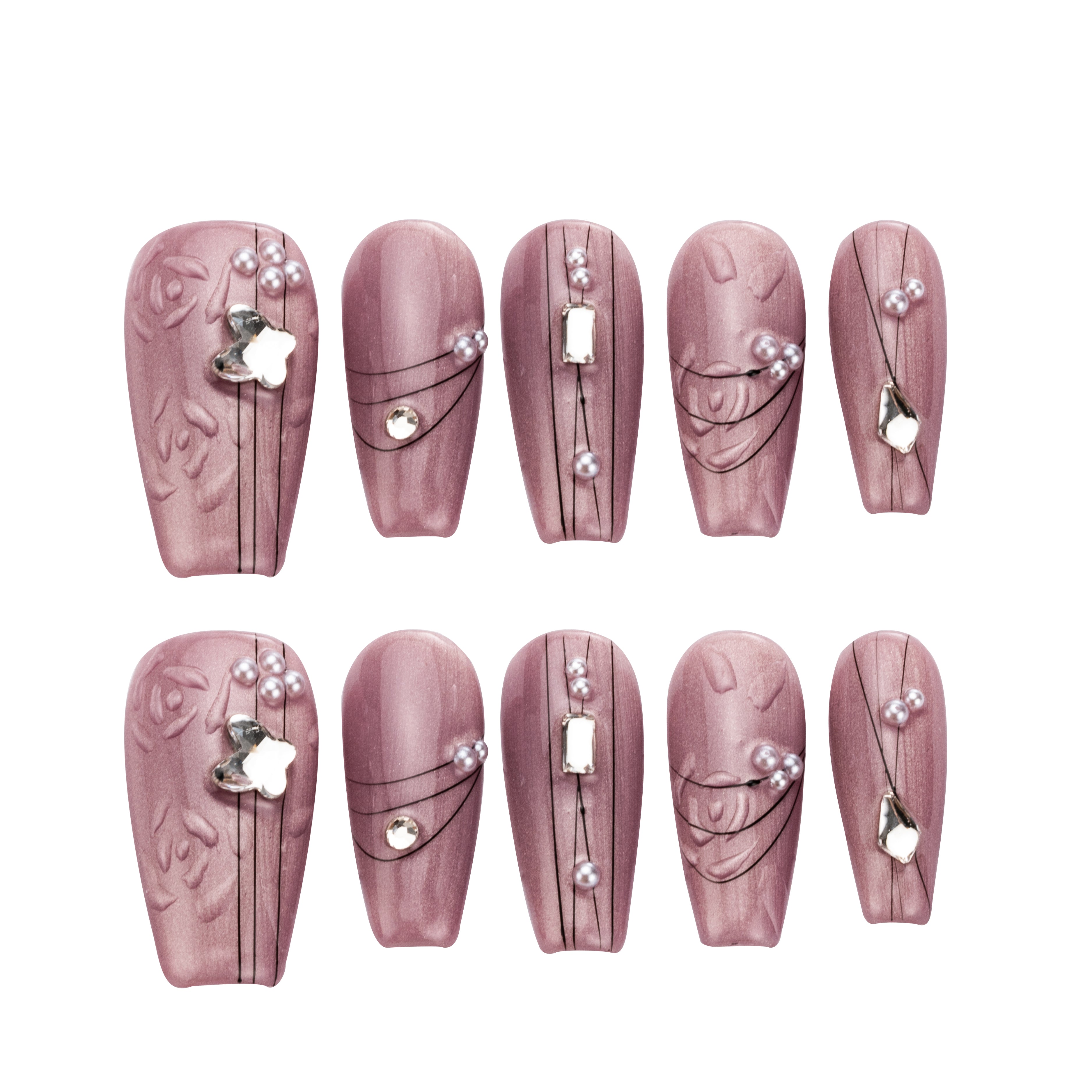 Siren Shimmer coffin medium handmade press on nails fake nails blind box